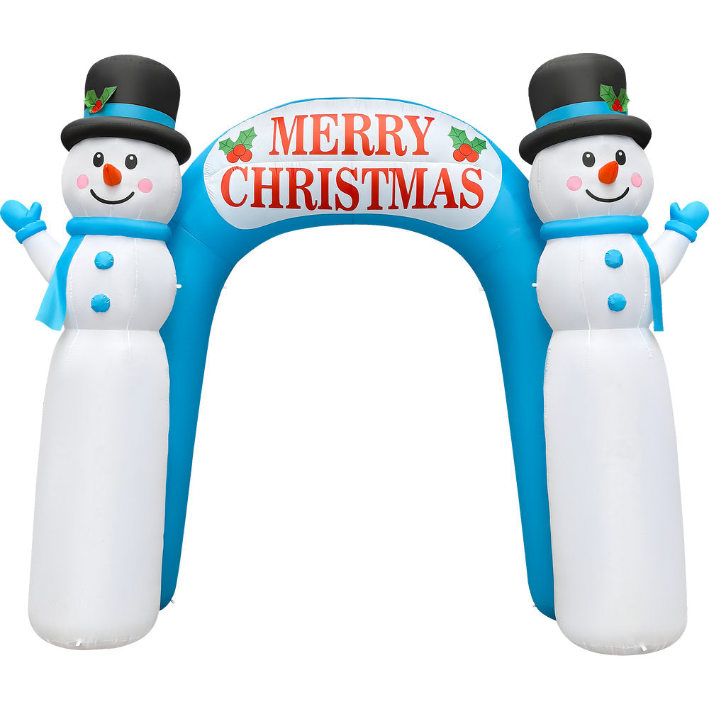 GOOSH 12 FT Snowman Christmas Arch Inflatable with Magic Spinning LED Lights Outdoor Blow Up Yard Decoration