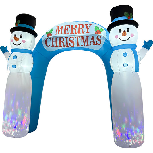 GOOSH 12 FT Snowman Christmas Arch Inflatable with Magic Spinning LED Lights Outdoor Blow Up Yard Decoration