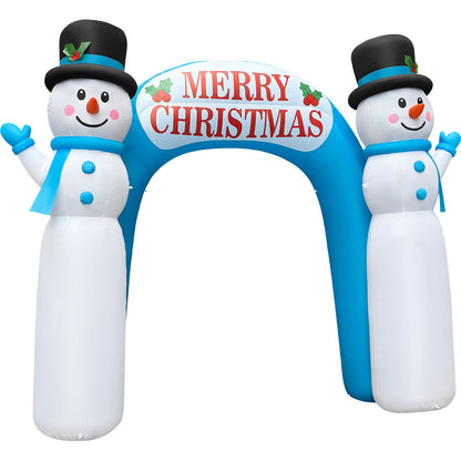 GOOSH 12 FT Snowman Christmas Arch Inflatable with Magic Spinning LED Lights Outdoor Blow Up Yard Decoration
