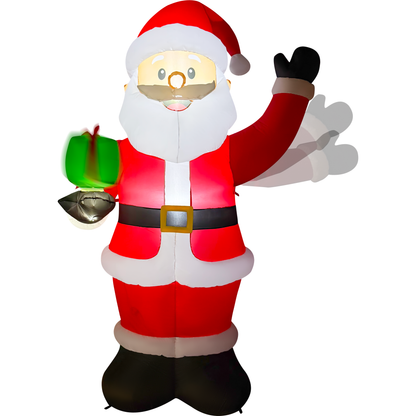 GOOSH 8 FT Animated Santa Claus Inflatable with Spinning Gift and LED Lights Christmas Outdoor Blow Up Yard Decoration