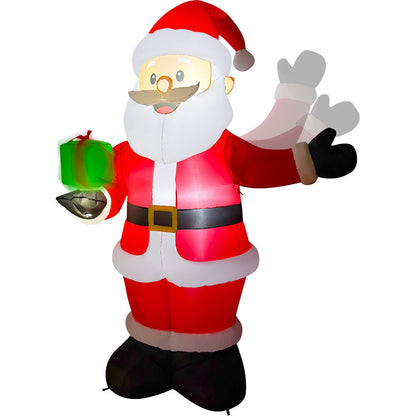 GOOSH 8 FT Animated Santa Claus Inflatable with Spinning Gift and LED Lights Christmas Outdoor Blow Up Yard Decoration