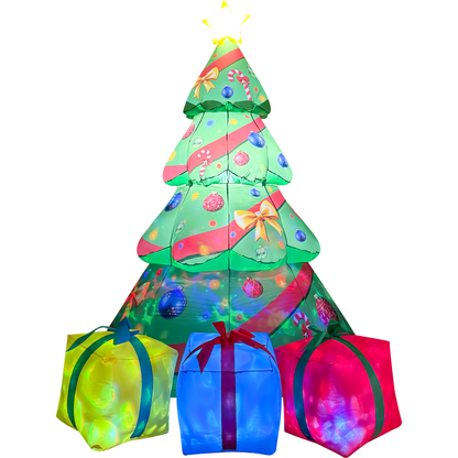 GOOSH 8 FT Christmas Tree Inflatable with Magic Spinning LED Lights and Music Outdoor Blow Up Yard Decoration