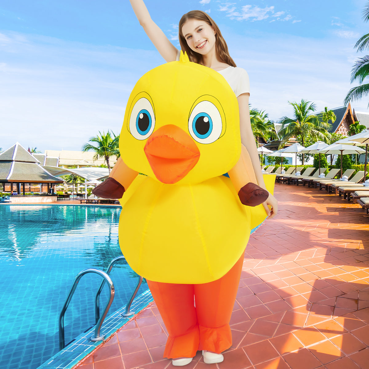 GOOSHY BROTHERS Inflatable Duck Costume Adult dress-up costumes Halloween Blow up Funny Party Halloween Costume for Men/Women
