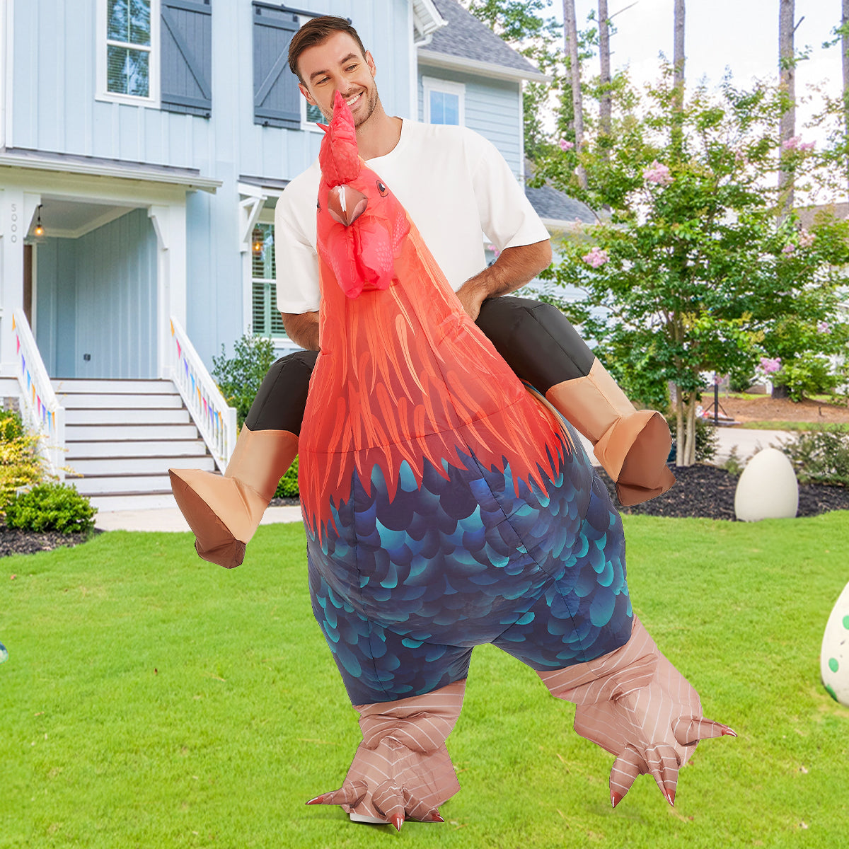 GOOSHY BROTHERS Inflatable Chicken Costume Rooster Adult Suit Funny Cosplay Halloween Costume for Men Women Birthday Christmas