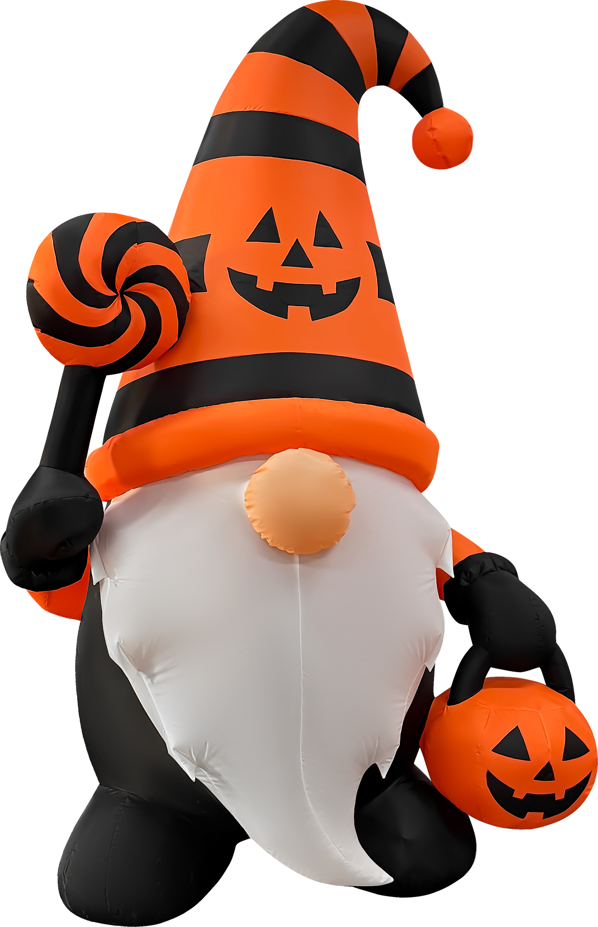 GOOSH 6 FT Halloween Gnome Inflatable with LED Lights Pumpkin Candy Outdoor Blow Up Yard Decoration
