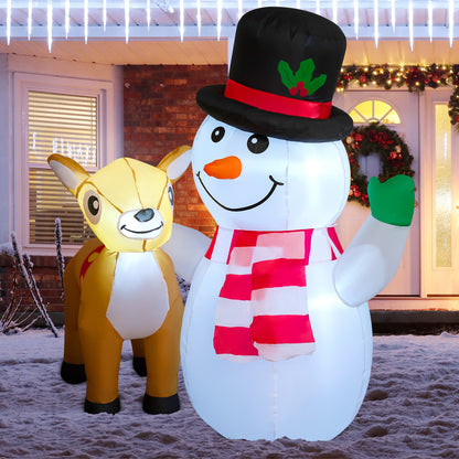 GOOSH 5.2ft Christmas Inflatables Outdoor Decorations, Blow Up Snowman Reindeer Inflatable with Built-in LEDs for Christmas Indoor Outdoor Yard Lawn Garden Decorations #27333