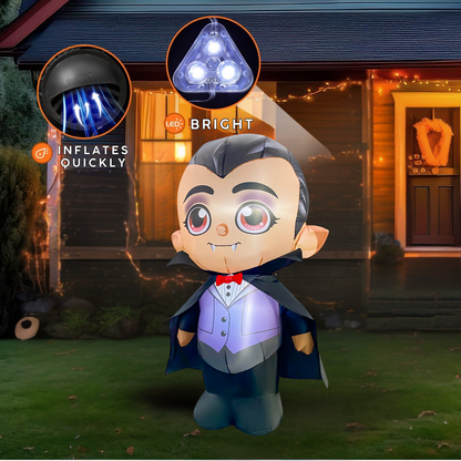 GOOSH 5FT Inflatable Vampire with Cape – Light-Up Halloween Yard Decoration