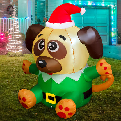 GOOSH 4.2FT Christmas Inflatable Dog with Built-in LEDs, Christmas Blow Up Yard Decorations for Holiday Party Indoor, Outdoor, Yard, Garden, Lawn #27277