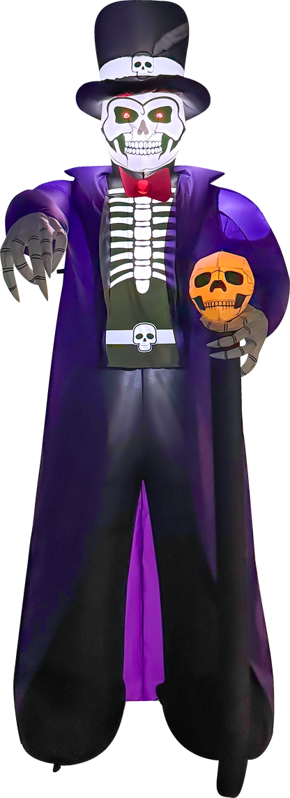 GOOSH 9ft Skeleton Gentleman with Top Hat Halloween Inflatable Yard Decoration