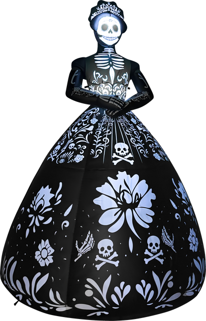 GOOSH 9.3 FT Elegant Sugar Skull Lady Inflatable with LED Lights Halloween Outdoor Blow Up Yard Decoration
