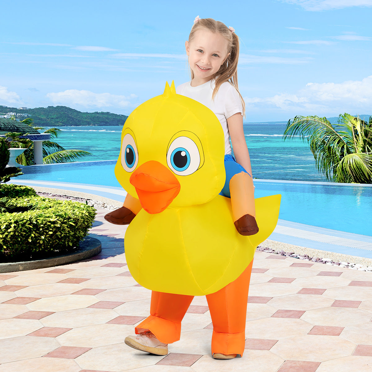 GOOSHY BROTHERS Inflatable Yellow Duck Costume Children's dress-up costumes Cute Blow up Funny Party Halloween Costume for Kids