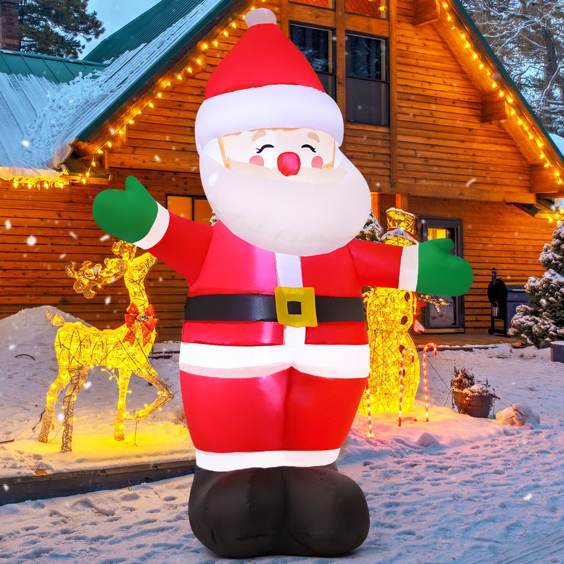 GOOSH 5 FT Christmas Inflatable Outdoor Smiley Santa Claus, Blow Up Yard Decoration Clearance with LED Lights Built-in for Holiday/Party/Xmas/Yard/Garden