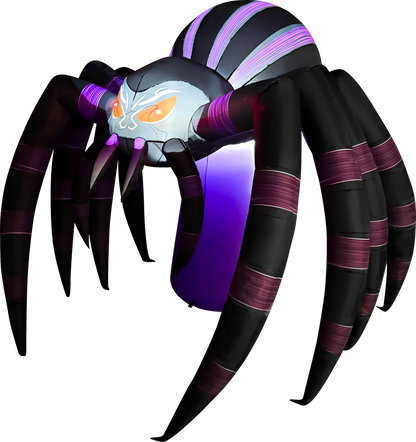 GOOSH 7 FT Long Giant Purple Spider Inflatable with LED Lights Halloween Outdoor Blow Up Yard Decoration