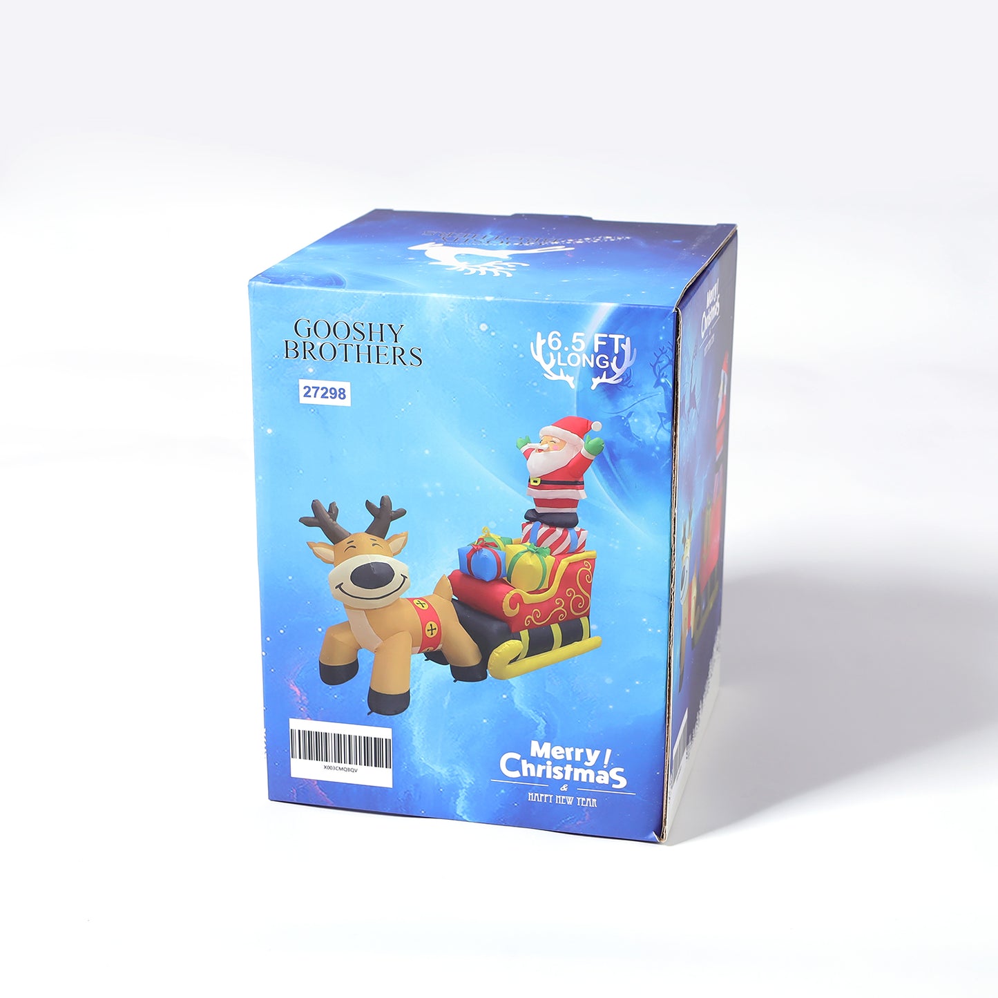 GOOSHY BROTHERS 6.7ft Christmas Inflatables Santa Claus on Sleigh with Reindeer Christmas Built-in LED Lights