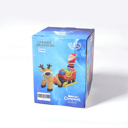 GOOSHY BROTHERS 6.7ft Christmas Inflatables Santa Claus on Sleigh with Reindeer Christmas Built-in LED Lights