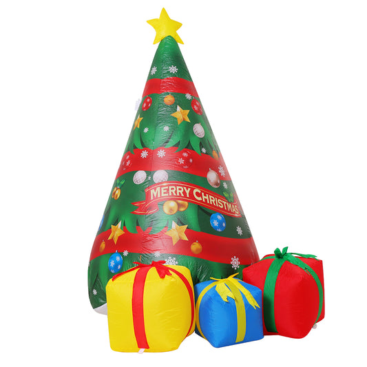 FUTURE HOME 7 FT Chirstmas Tree Inflatable toys showing Chirstmas Tree Blow Up Yard Present Box with Built-in LEDs for Indoor Party Garden Lawn Decor