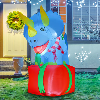 GOOSH 5ft Christmas Inflatables Outdoor Decorations, Blow Up Dinosaur Inflatable with Built-in LEDs for Christmas Indoor Outdoor Yard Lawn Garden Decorations #27293