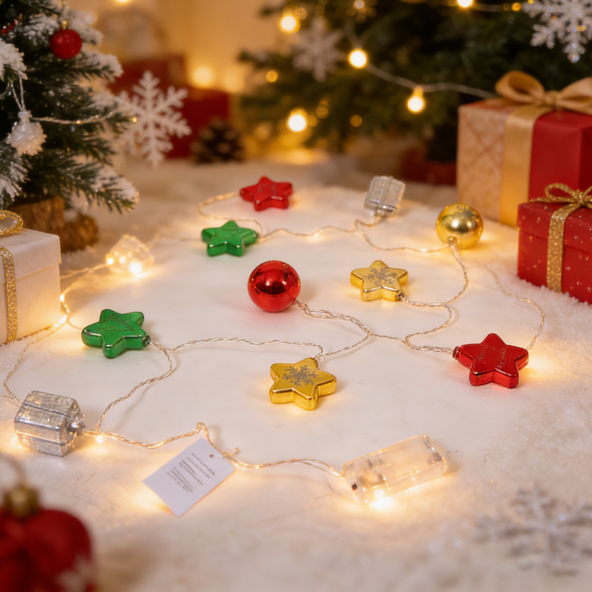 FUTURE HOME Christmas Decorations Lights for festive decoration-– Battery Powered String Lights, Christmas Baubles Ornaments for Wall Xmas Tree, Home & Holiday Decor, Balcony Party Ornaments