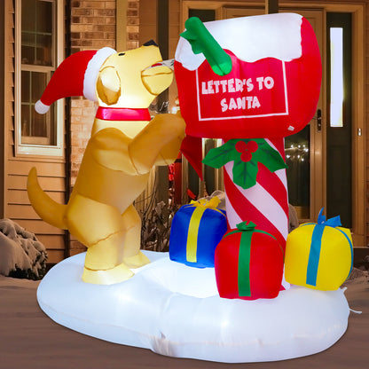GOOSH 4.8ft Christmas Inflatables Outdoor Decorations, Blow Up Dog and Newspaper Box Inflatable with Built-in LEDs for Christmas Indoor Outdoor Yard Lawn Garden Decorations #27248