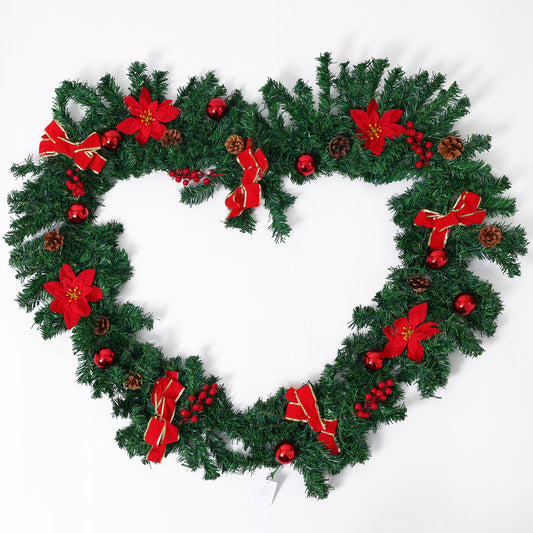 FUTURE HOME Christmas Garland Tinsel for decorating Christmas trees,Pre-lit Artificial Christmas Garland, Green Rattan with Red Flower Decorations for Home Stairs Fireplace Front Porch Door Display Indoor Outdoor Christmas Decor
