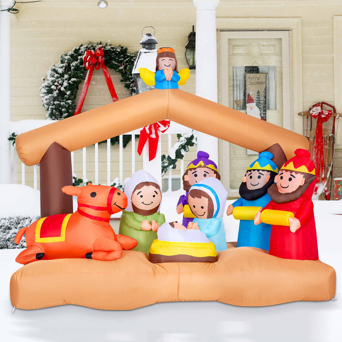 GOOSH 6.5ft Christmas Inflatables Outdoor Decorations, Blow Up Nativity Church Inflatable with Built-in LEDs for Christmas Indoor Outdoor Yard Lawn Garden Decorations #27253