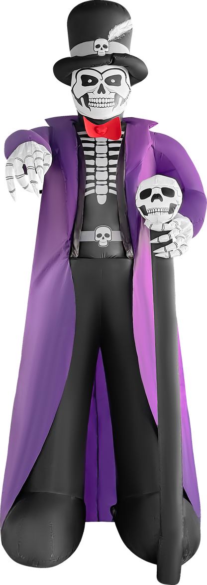 GOOSH 9ft Skeleton Gentleman with Top Hat Halloween Inflatable Yard Decoration