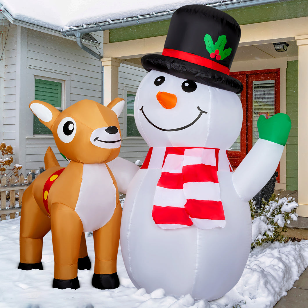 GOOSH 5.2ft Christmas Inflatables Outdoor Decorations, Blow Up Snowman Reindeer Inflatable with Built-in LEDs for Christmas Indoor Outdoor Yard Lawn Garden Decorations #27333