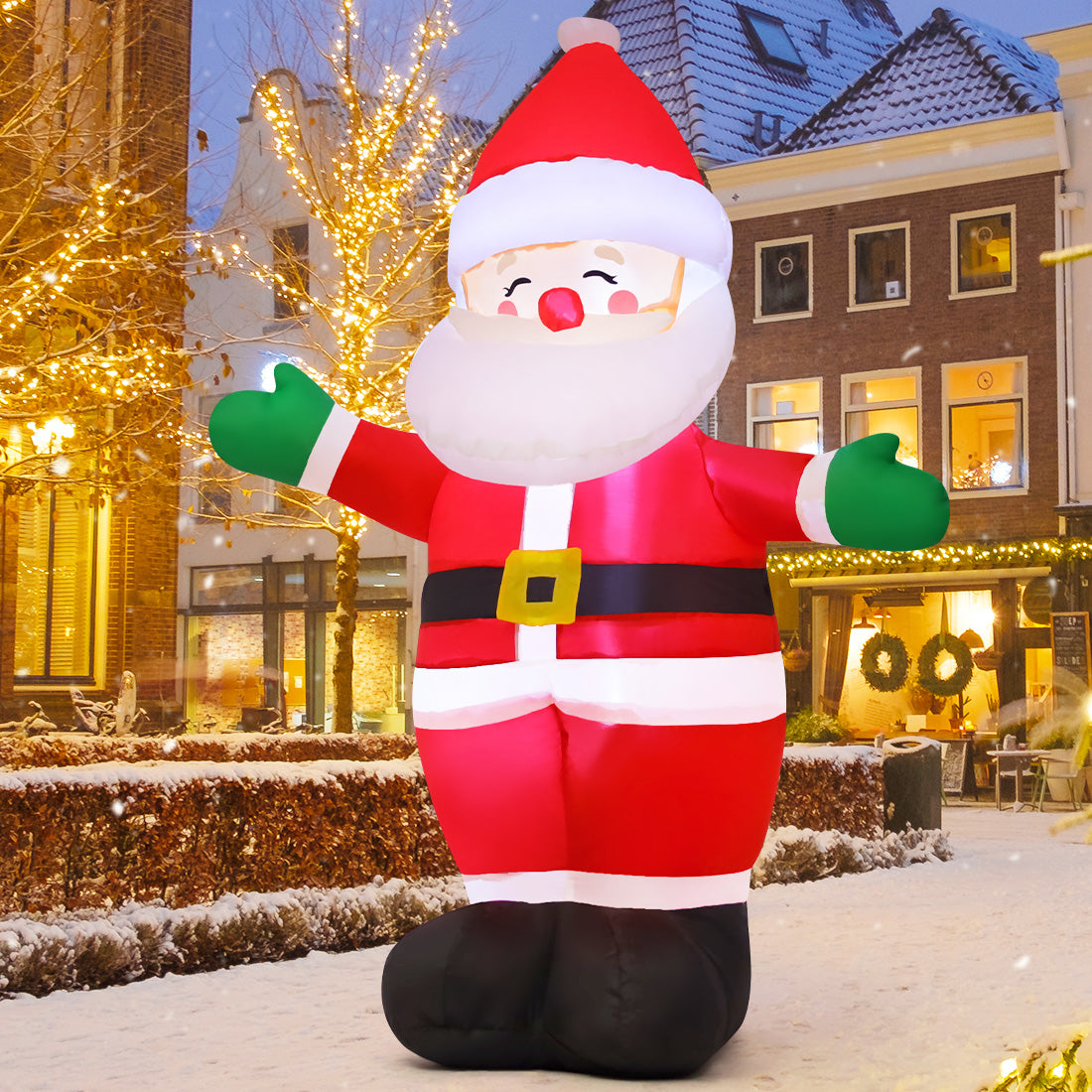 GOOSH 5 FT Christmas Inflatable Outdoor Smiley Santa Claus, Blow Up Yard Decoration Clearance with LED Lights Built-in for Holiday/Party/Xmas/Yard/Garden