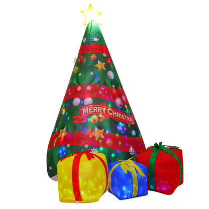 FUTURE HOME 7 FT Chirstmas Tree Inflatable toys showing Chirstmas Tree Blow Up Yard Present Box with Built-in LEDs for Indoor Party Garden Lawn Decor