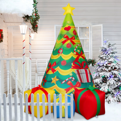 GOOSH 7 FT Christmas Inflatables Tree Outdoor Decorations Blow Up Yard 3 Present Boxes with Built-in LEDs for Indoor Party Garden Lawn Decor