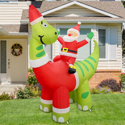 GOOSH 6ft Christmas Inflatables Outdoor Decorations, Blow Up Santa Claus Riding A Dinosaur Inflatable with Built-in LEDs for Christmas Indoor Outdoor Yard Lawn Garden Decorations #27301