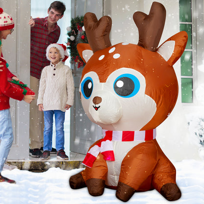 GOOSH 5 FT Christmas Inflatable Reindeer Outdoor Decoration Blow Up Yard Cute Deer with Built-in LEDs for Indoor Party Xmas Garden Lawn Decor