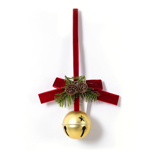 FUTURE HOME Christmas Bell Hanging Ornamentsl for Christmas tree Christmas Jingle Bells with Pine Cone and Needle Decorations,  Hanging Tree Topper with Bows for Door Handle, Cabinet Knob, Party Decor for Christmas Tree Door Fireplace Home Decoration