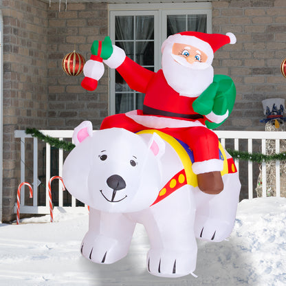 GOOSH 6.6 FT Christmas Inflatable Santa Claus on Polar Bear, Blow Up Yard Decorations with Built-in LEDs for Christmas Indoor Outdoor Yard Lawn Garden Decoration #27255