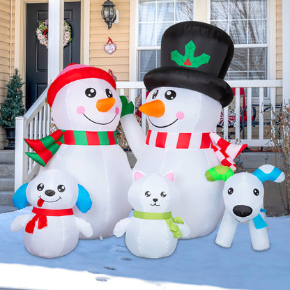 GOOSH 7ft Christmas Inflatables Outdoor Decorations, Blow Up Snowman Family Inflatable with Built-in LEDs for Christmas Indoor Outdoor Yard Lawn Garden Decorations