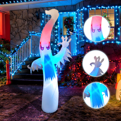 GOOSH Inflatable Tall Standing Halloween Ghost Yard Decoration, Rainbow Color Indoor and Outdoor Garden Halloween Decoration, Party Decoration for Holiday, Home Decorations#69082