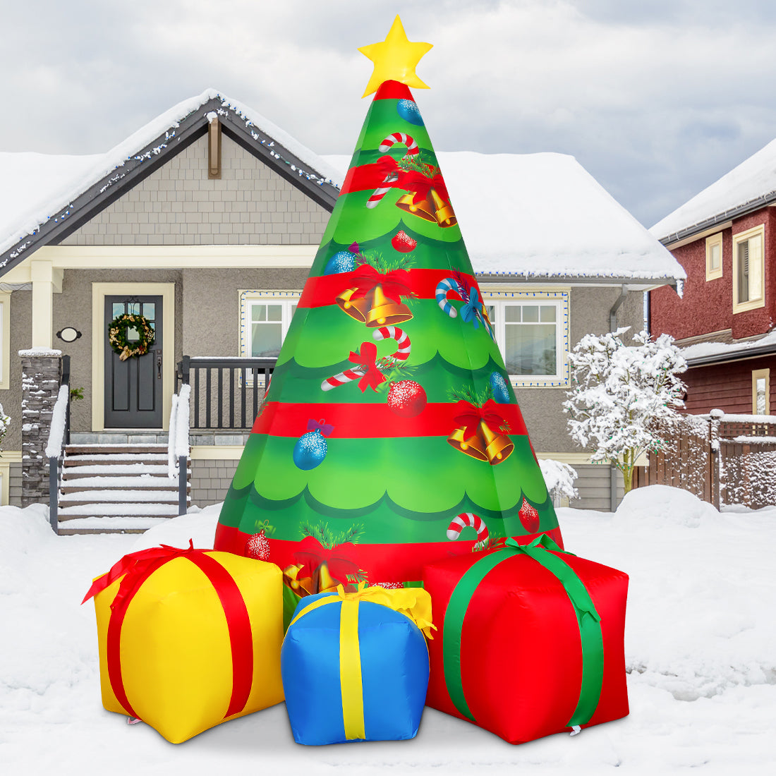 GOOSHY Inflatable toys showing Chirstmas Tree 7 FT Christmas Inflatables Tree Outdoor Decorations Blow Up Yard Present Box with Built-in LEDs for Indoor Party Garden Lawn Decor