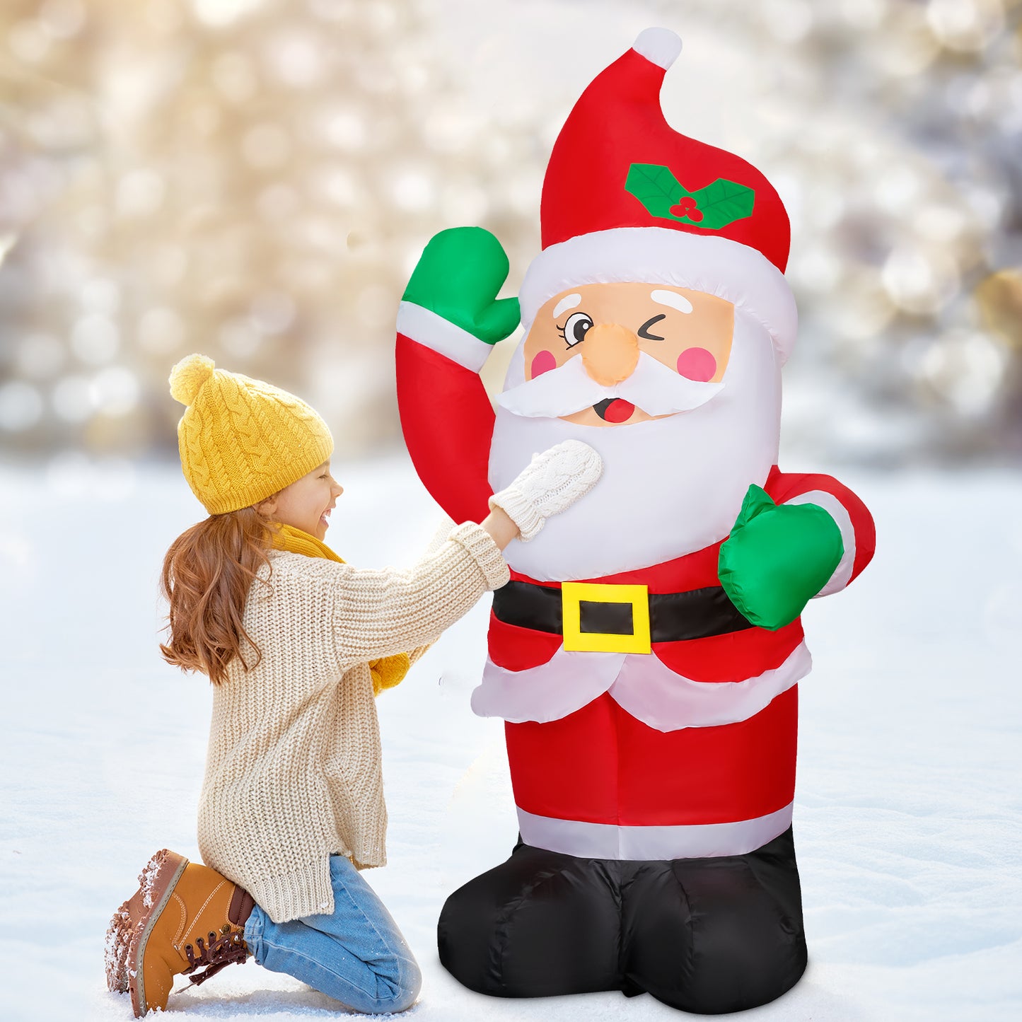 GOOSH 4.5ft Christmas Inflatables Outdoor Decorations, Blow Up Santa Claus Inflatable with Built-in LEDs for Christmas Indoor Outdoor Yard Lawn Garden Decorations #27295