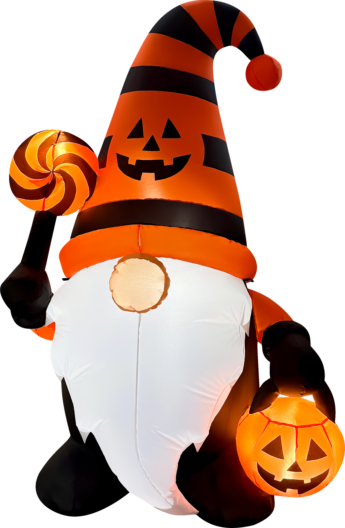 GOOSH 6 FT Halloween Gnome Inflatable with LED Lights Pumpkin Candy Outdoor Blow Up Yard Decoration