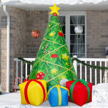 GOOSH 7 FT Tall Christmas Inflatables Tree Decorations Outdoor, Blow up Christmas Tree Yard Decor with LED Lights Star Treetop & Colorful Candy for Xmas Holiday Party Indoor Garden Patio Display Hall Lawn