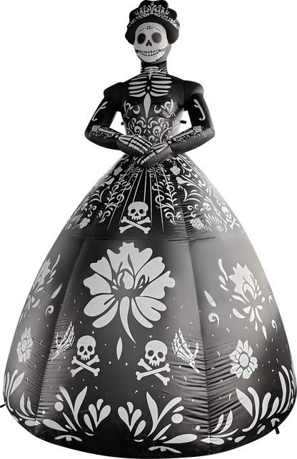 GOOSH 9.3 FT Elegant Sugar Skull Lady Inflatable with LED Lights Halloween Outdoor Blow Up Yard Decoration