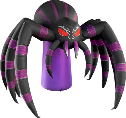 GOOSH 7 FT Long Giant Purple Spider Inflatable with LED Lights Halloween Outdoor Blow Up Yard Decoration
