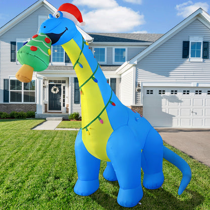 GOOSH 10FT Christmas Inflatables Outdoor Decorations, Blow Up Dinosaur Christmas Tree Inflatable with Built-in LEDs for Christmas Indoor Outdoor Yard Lawn Garden Decorations