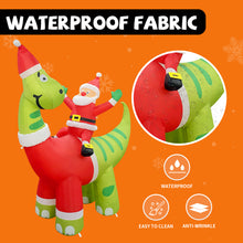 Load image into Gallery viewer, GOOSH 6ft Christmas Inflatables Outdoor Decorations, Blow Up Santa Claus Riding A Dinosaur Inflatable with Built-in LEDs for Christmas Indoor Outdoor Yard Lawn Garden Decorations #27301
