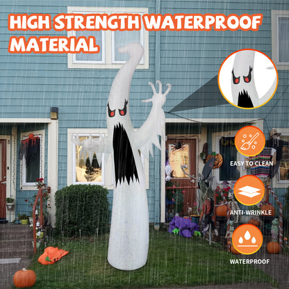 GOOSH Inflatable Tall Standing Halloween Ghost Yard Decoration, Rainbow Color Indoor and Outdoor Garden Halloween Decoration, Party Decoration for Holiday, Home Decorations#69082