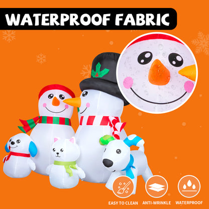 GOOSH 7ft Christmas Inflatables Outdoor Decorations, Blow Up Snowman Family Inflatable with Built-in LEDs for Christmas Indoor Outdoor Yard Lawn Garden Decorations
