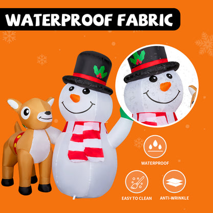 GOOSH 5.2ft Christmas Inflatables Outdoor Decorations, Blow Up Snowman Reindeer Inflatable with Built-in LEDs for Christmas Indoor Outdoor Yard Lawn Garden Decorations #27333