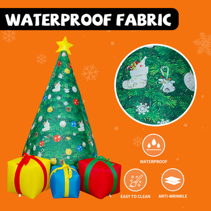 GOOSH 7 FT Christmas Inflatables Tree Outdoor Decorations Blow Up Yard 3 Present Boxes with Built-in LEDs for Indoor Party Garden Lawn Decor