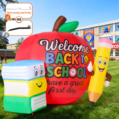 GOOSHY BROTHERS 6.7 FT Back to School Inflatable Decorations Outdoor Inflatable Toys Showing Apple Books and Pencil Book Blow up Yard Decor with LED Lights