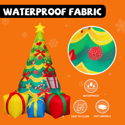 GOOSH 7 FT Christmas Inflatables Tree Outdoor Decorations Blow Up Yard 3 Present Boxes with Built-in LEDs for Indoor Party Garden Lawn Decor